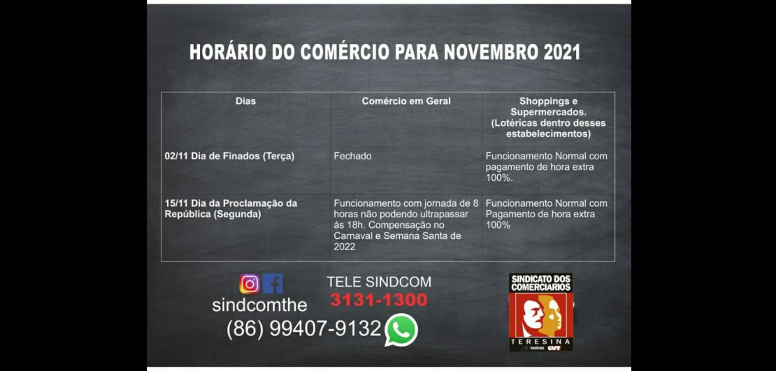 Comércio deve funcionar durante o feriado do dia 15 de novembro, em Teresina